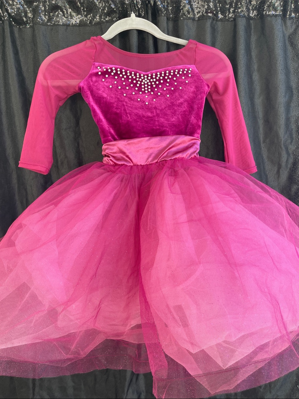 Weissman Fuchsia Velvet and Tulle Dance Costume IC